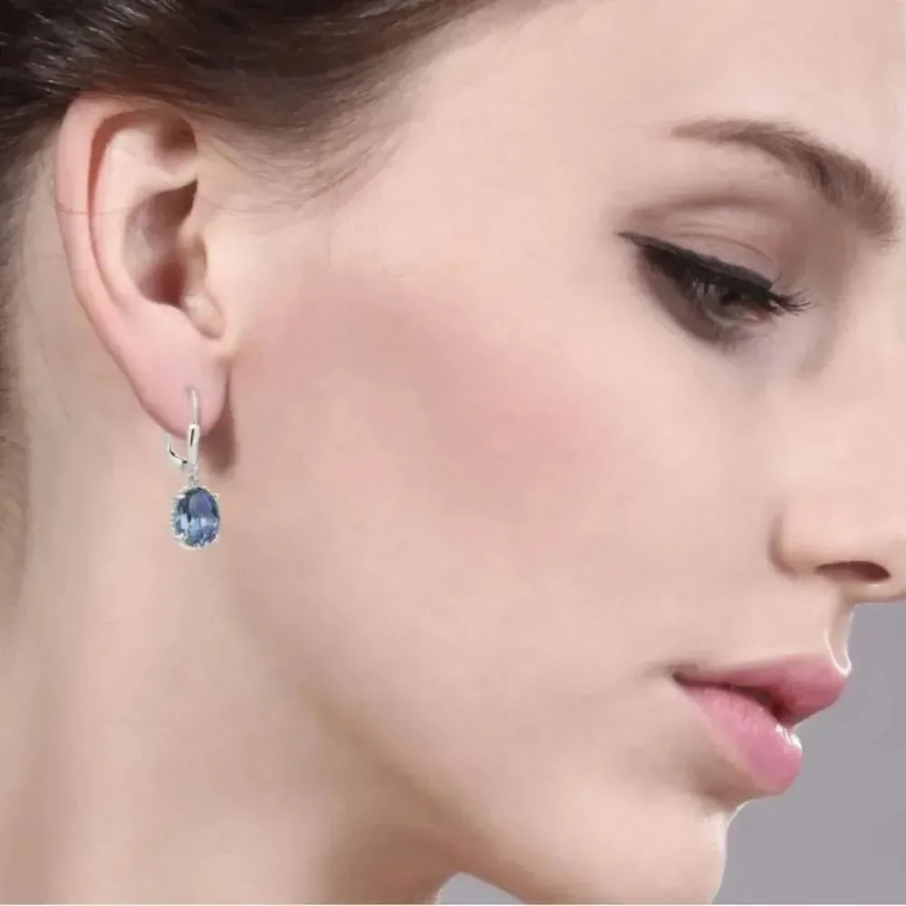 925 Sterling Silver and 4.00Cttw Cassiopeia Mystic Topaz Oval Leverback Earrings